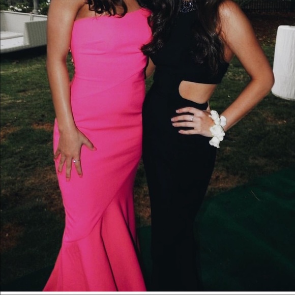 pink bodycon prom dress